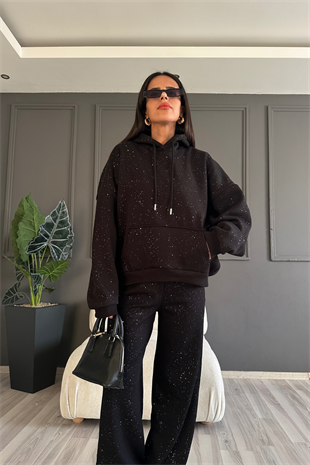 Simli Siyah Sweatshirt
