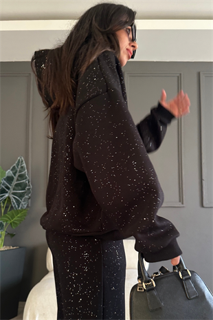 Simli Siyah Sweatshirt