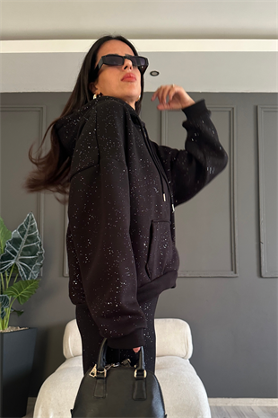 Simli Siyah Sweatshirt