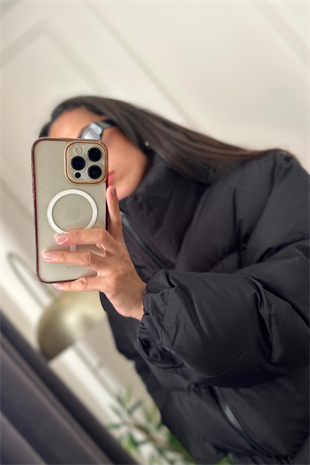 Şişme Siyah Wlls Fermuarlı Mont