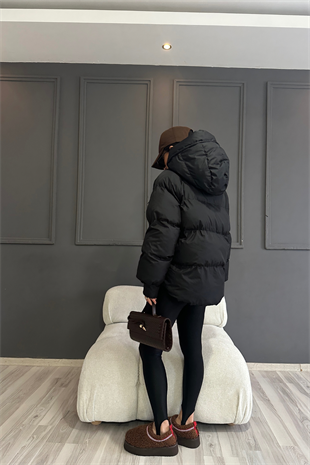 Siyah Bomber Şişme Mont