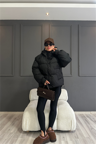 Siyah Bomber Şişme Mont