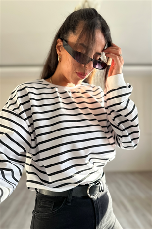 Siyah Çizgili Clnt Sweatshirt