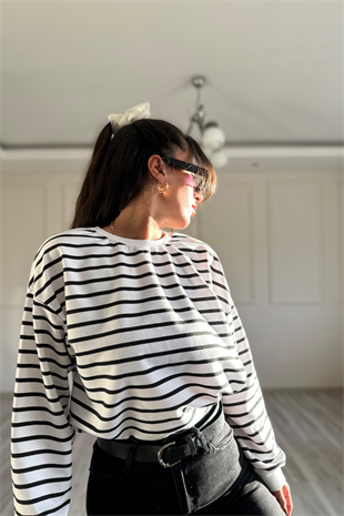 Siyah Çizgili Clnt Sweatshirt