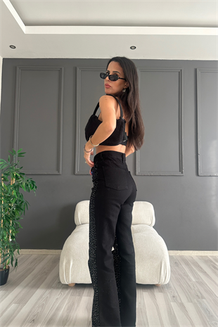 Siyah Free Tasarım Işıltılı Denim