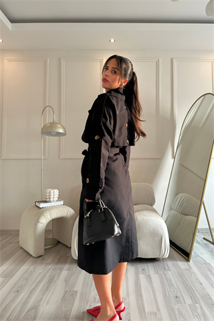 Siyah Kuşaklı Trençkot