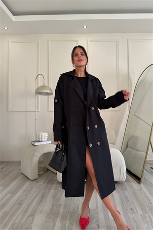 Siyah Kuşaklı Trençkot