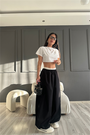 Siyah Poplin Balon Pantolon