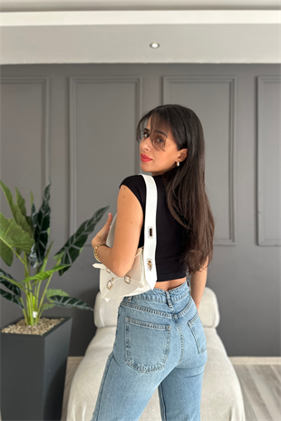 Süper Kumaş Ultra Esnek Siyah Crop T-shirt