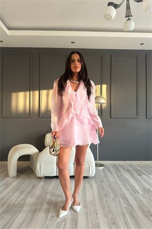 Toz Pembe Tül Detay Tasarım Takım