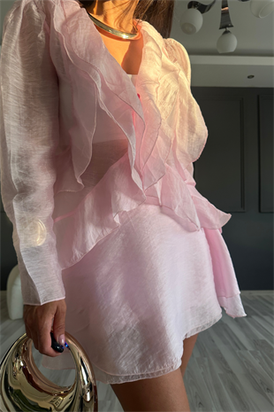 Toz Pembe Tül Detay Tasarım Takım