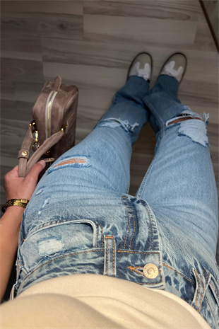Yırtıklı SO2204 Straight Fit Blue Jean