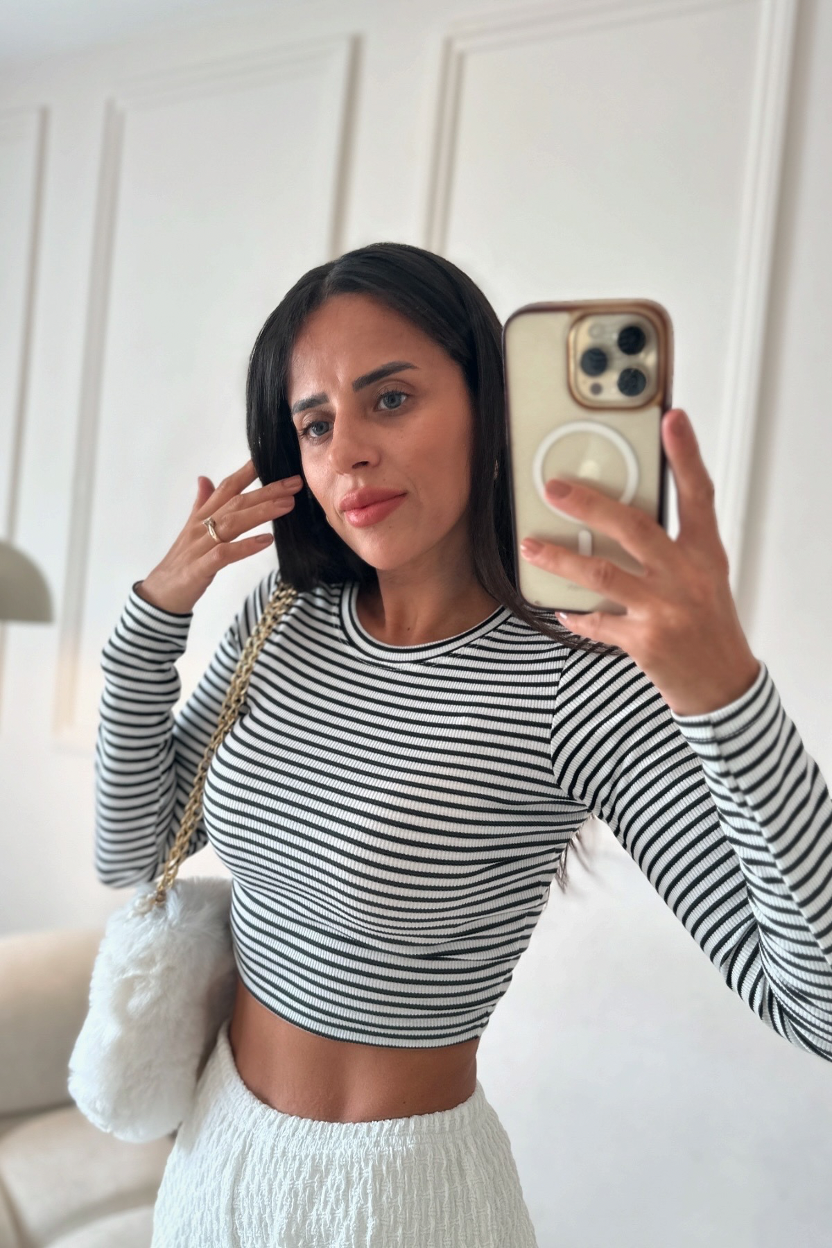 Beyaz Çizgili Likralı Basic