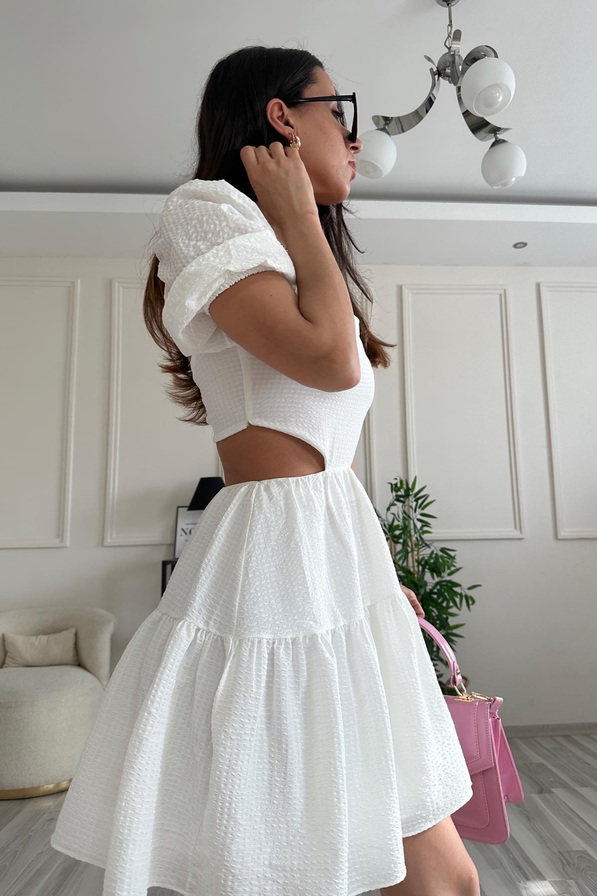 Beyaz Sırt Detaylı Elbise - Style of Style