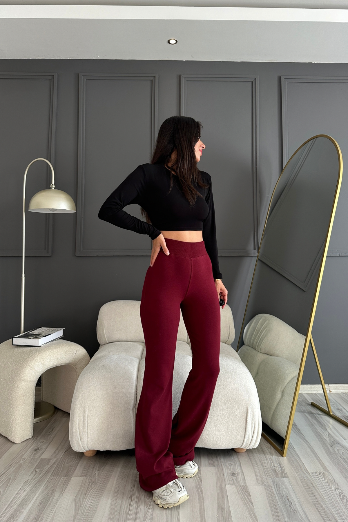 Bordo Premium Kalite Likralı İspanyol Pantolon