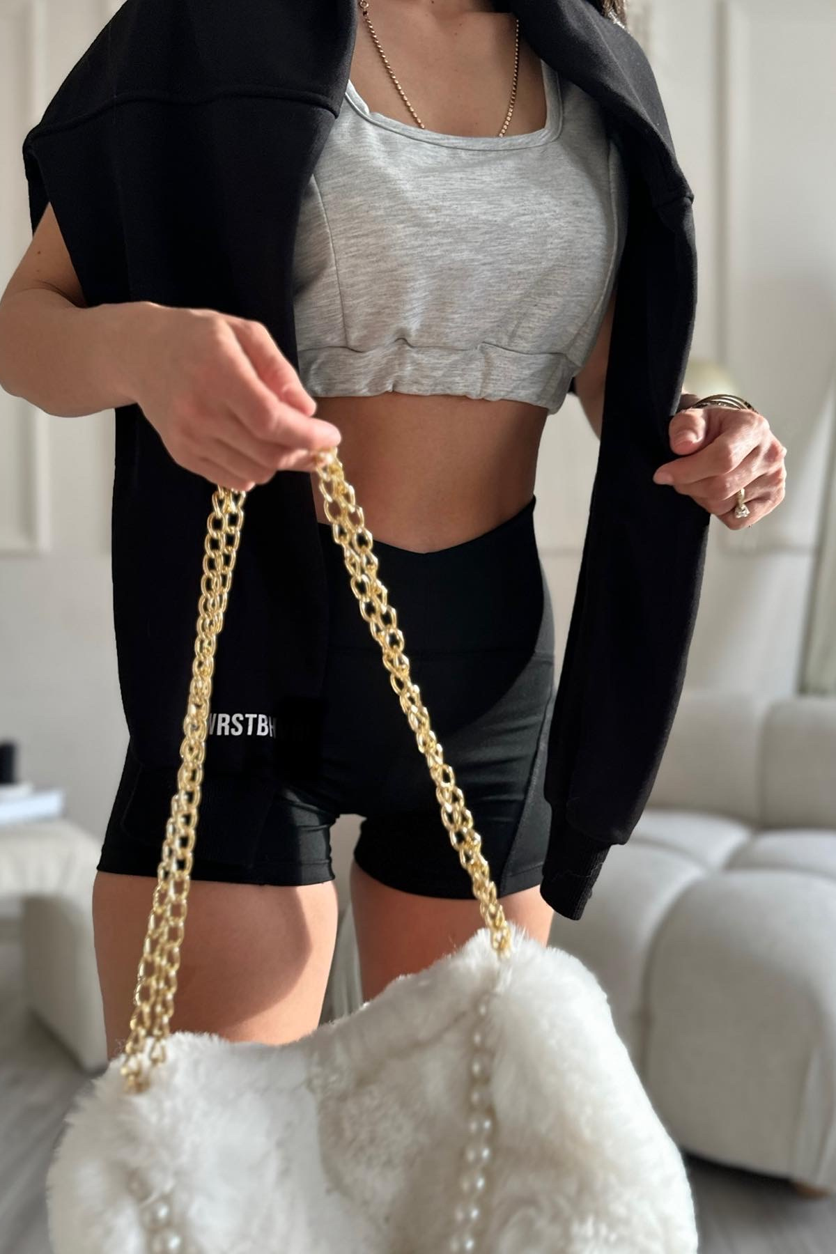 Dalgıç Toparlayıcı Siyah Biker Tayt