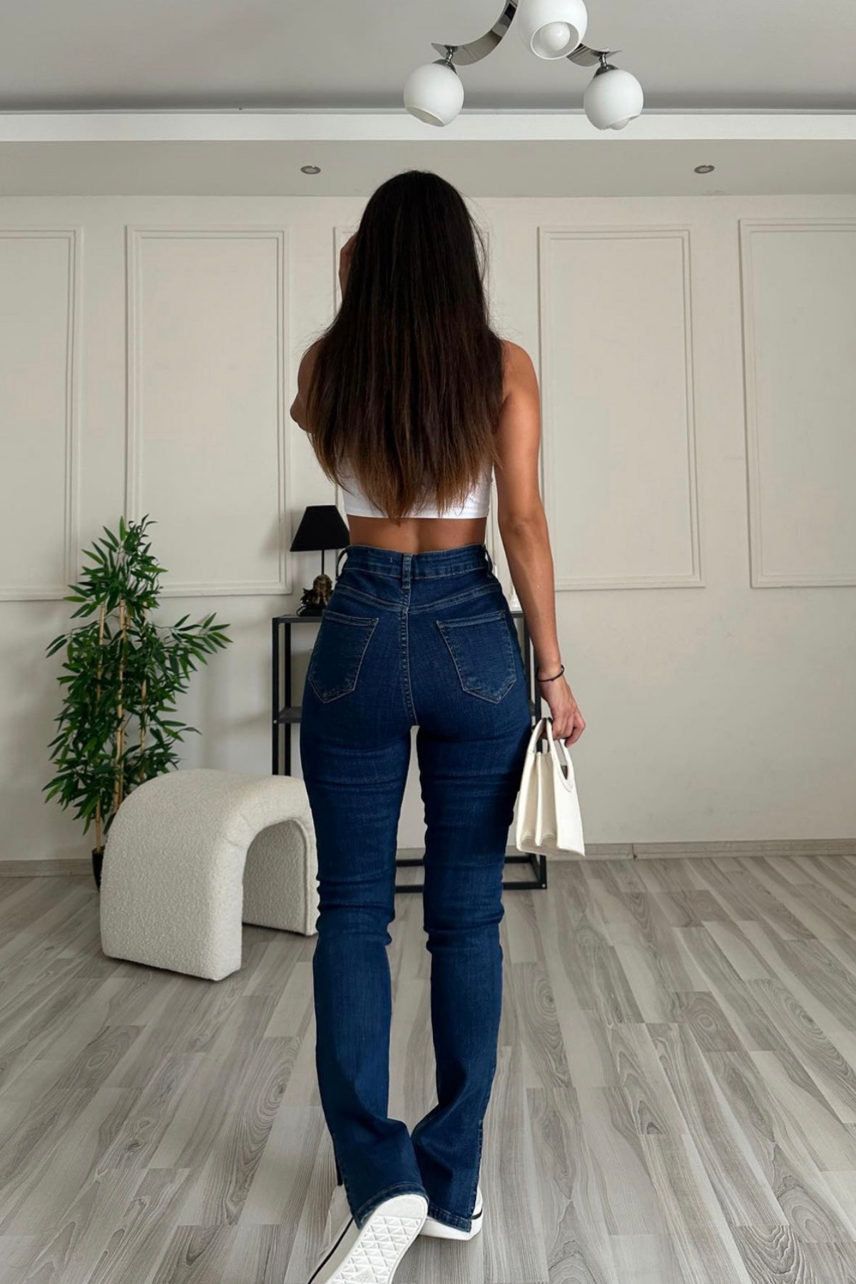Düğme Detaylı Blue Jean