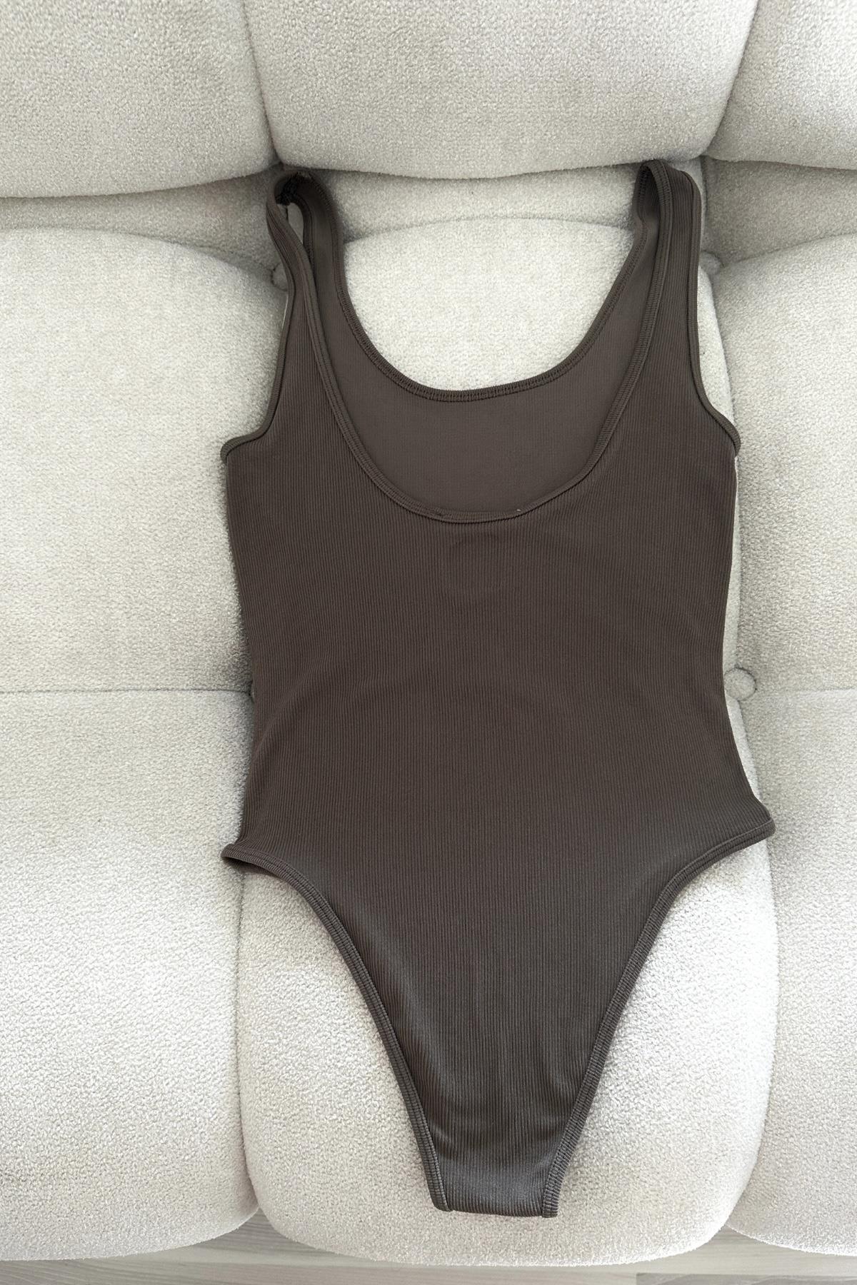 Fitilli Bej Likralı Bodysuit