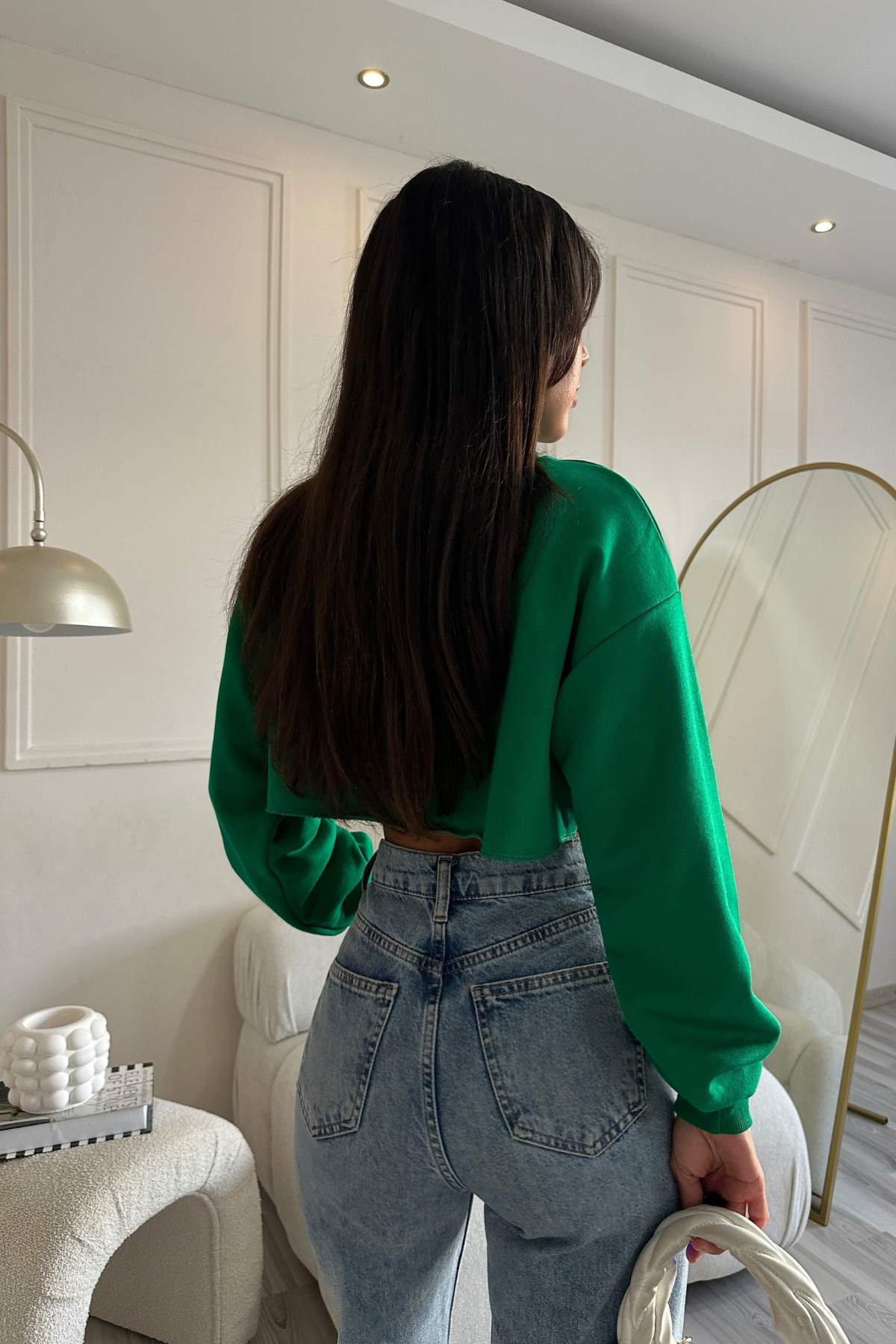 Frida Yeşil Crop Sweatshirt