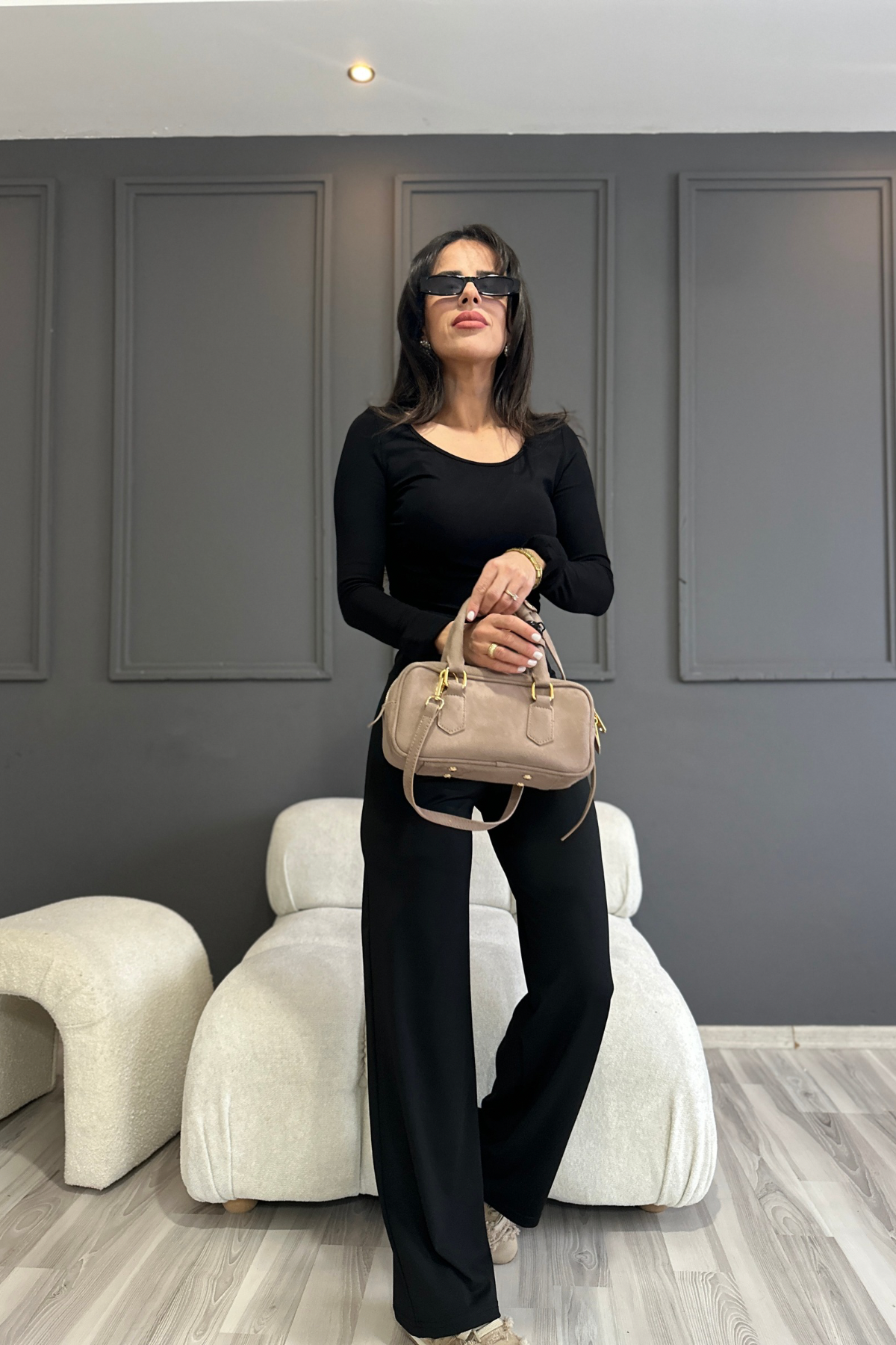 HU2145 Siyah Likralı Boru Paça Pantolon 