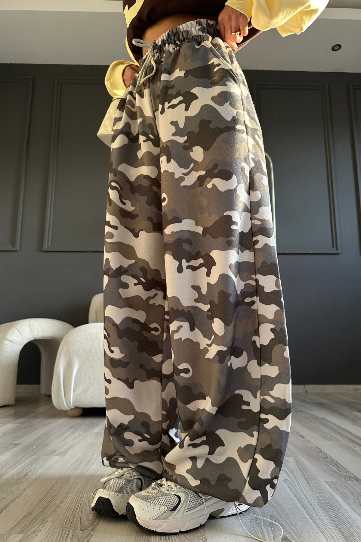 Kamuflaj Paça Ayarlamalı Balon Pantolon