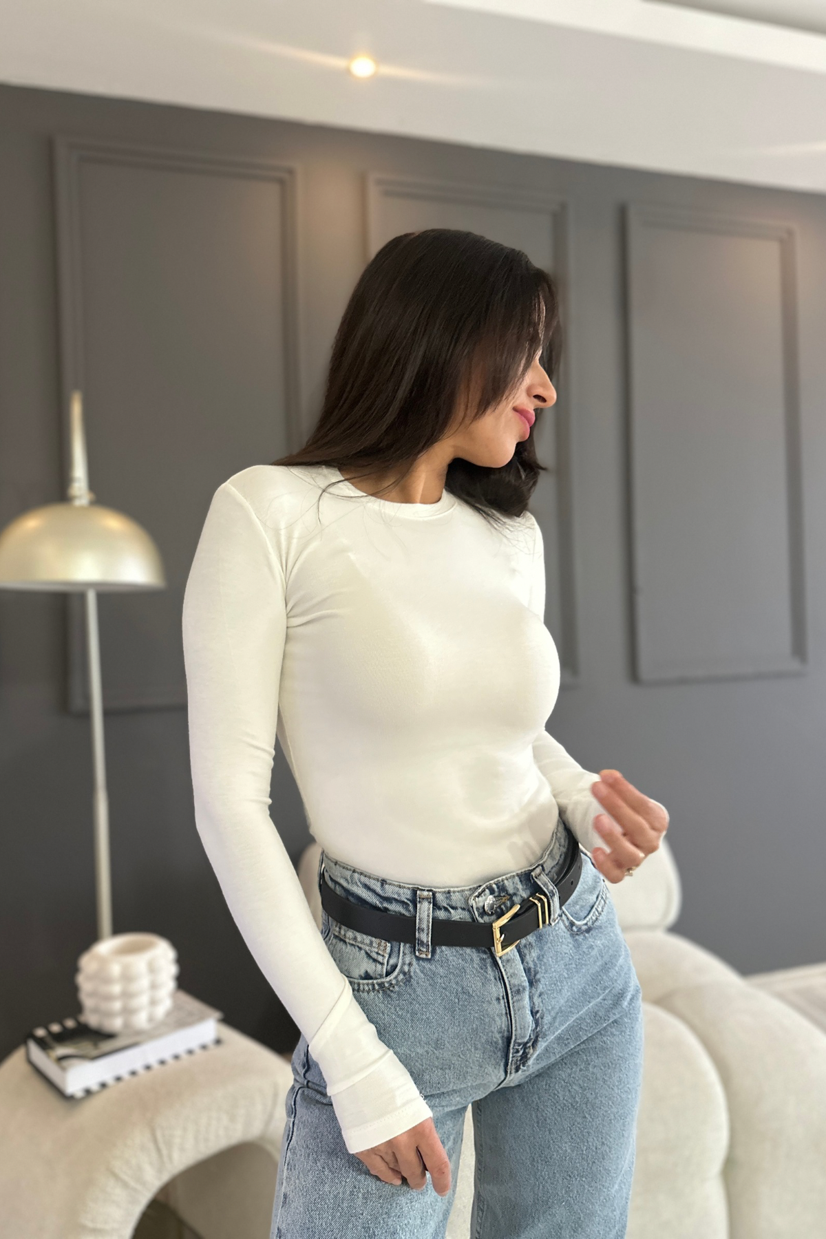 Kaşmir Dokulu Ultra Esnek Beyaz Body HU200