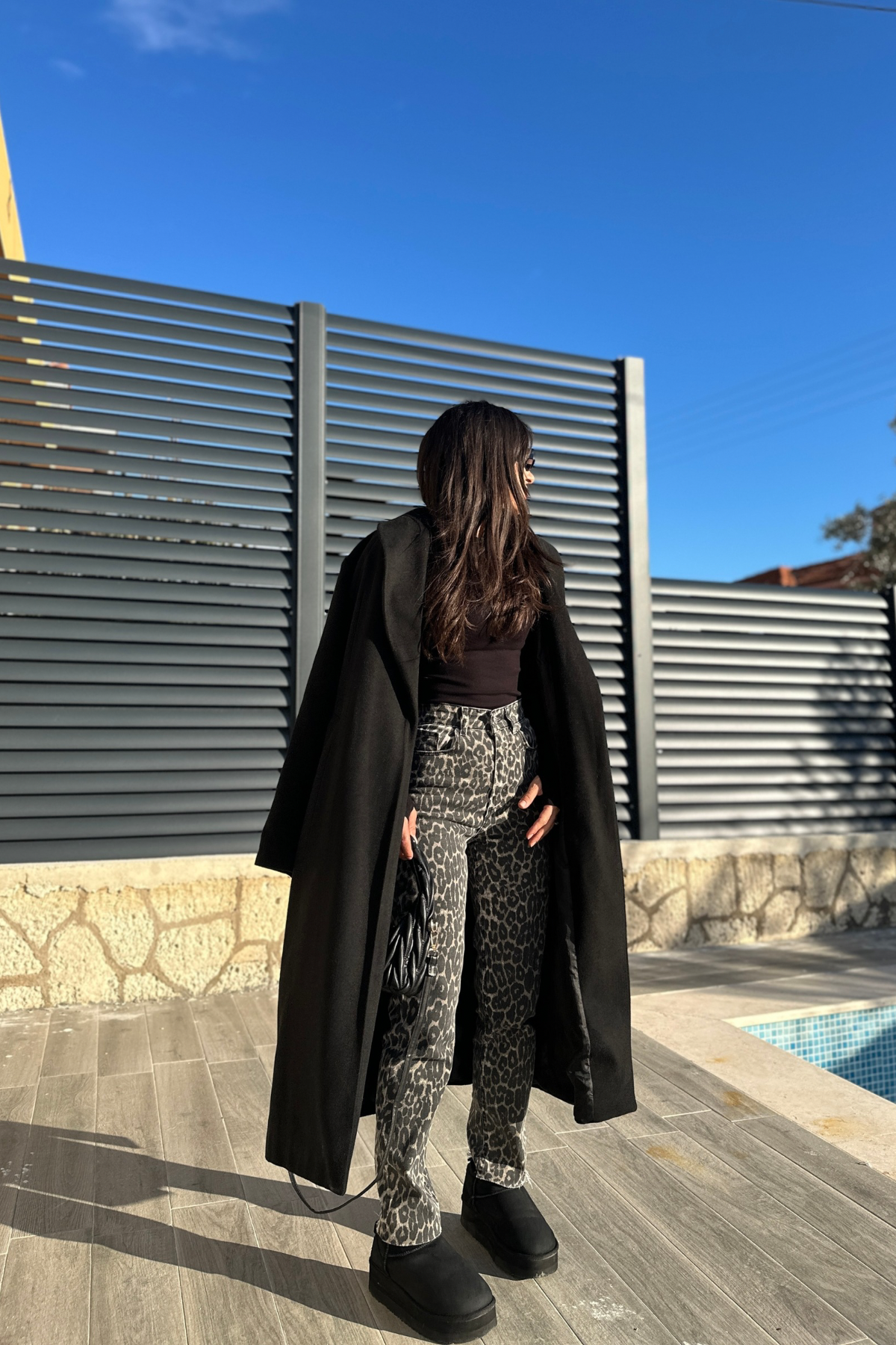 Leopar Desenli Straight Denim