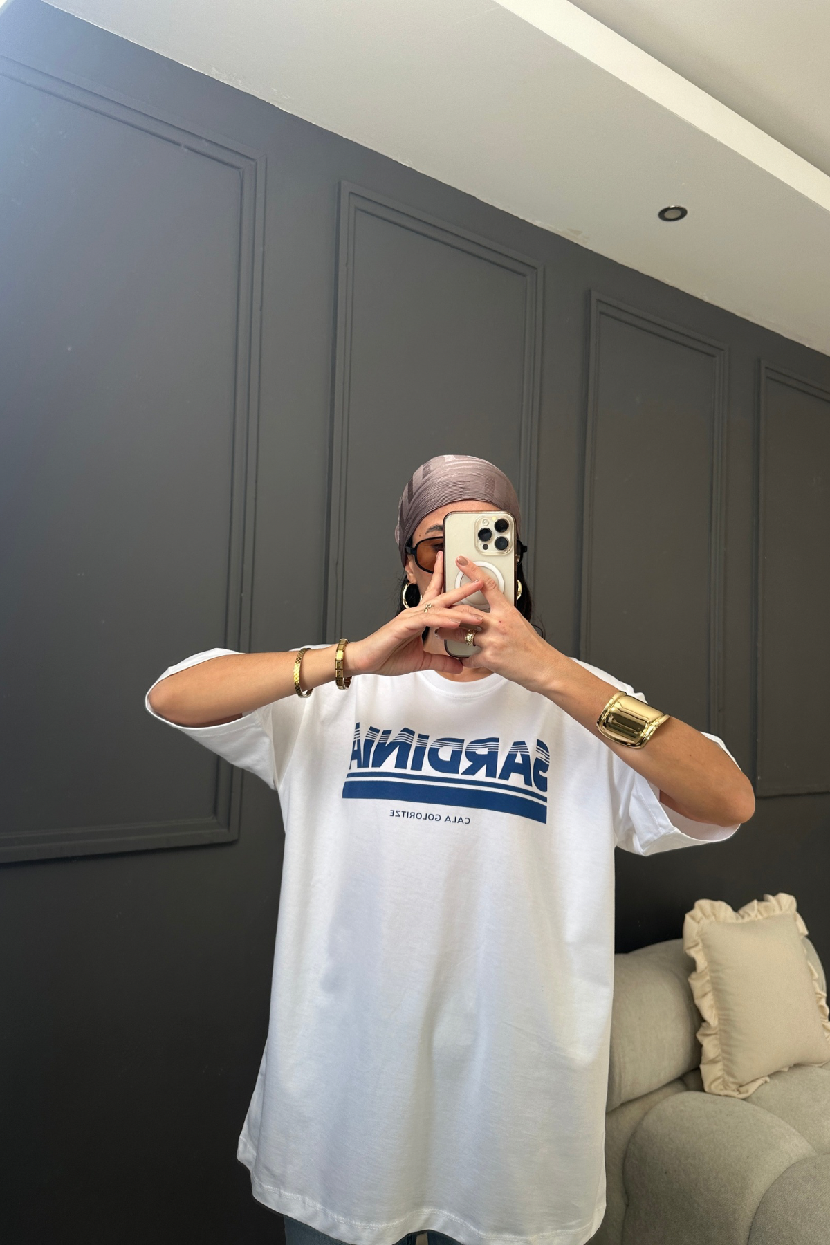 Mavi Detay Sandra Beyaz Tshirt