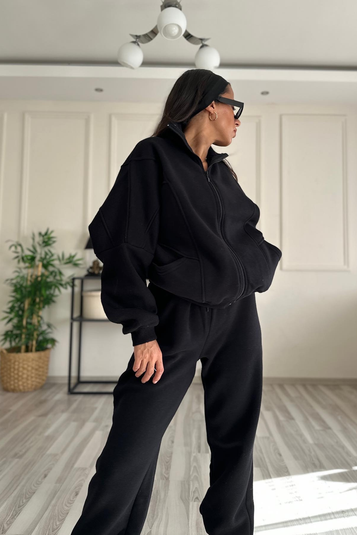 Parçalı Siyah Eşofman Takım