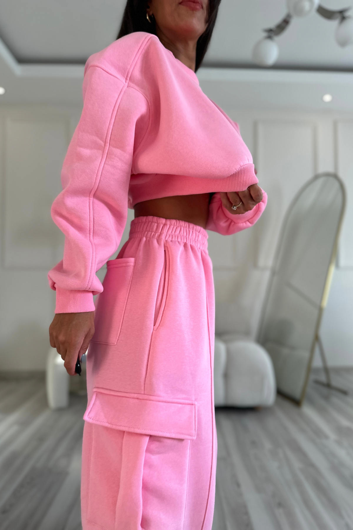 Pembe Moka Üç İplik Şardonlu Takım