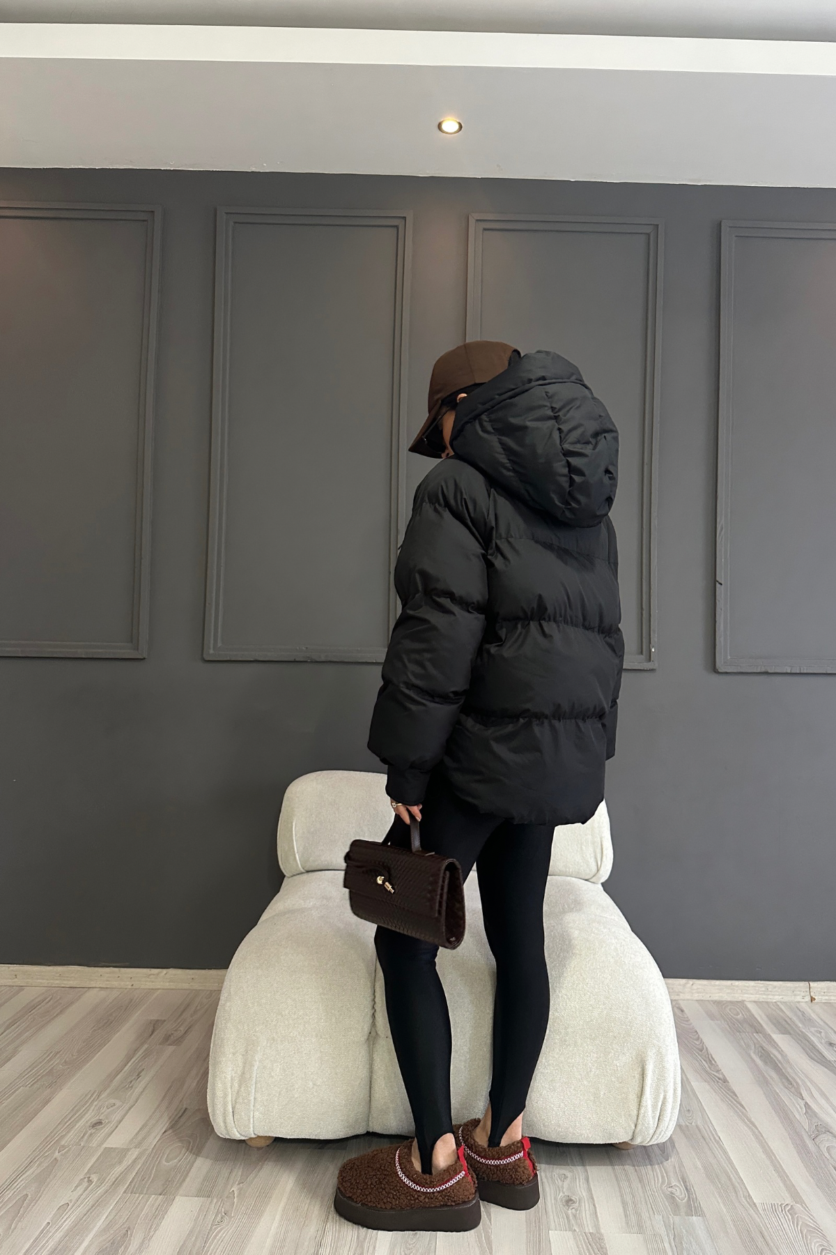 Siyah Bomber Şişme Mont