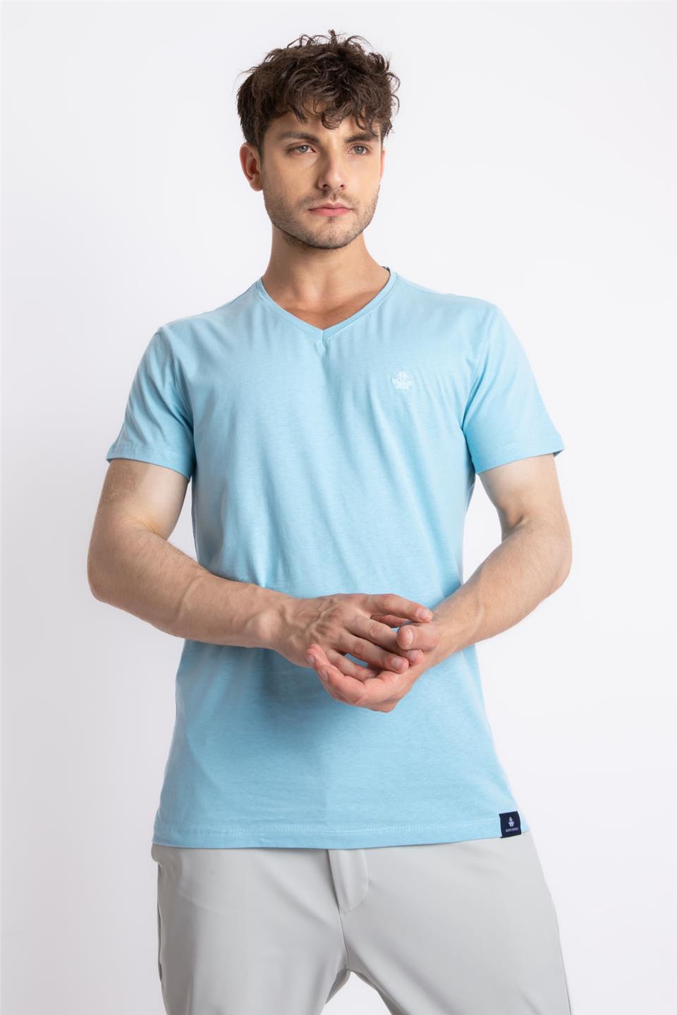 ADAM BOXES V-Yaka T-shirt Veralpes - Açık Mavi