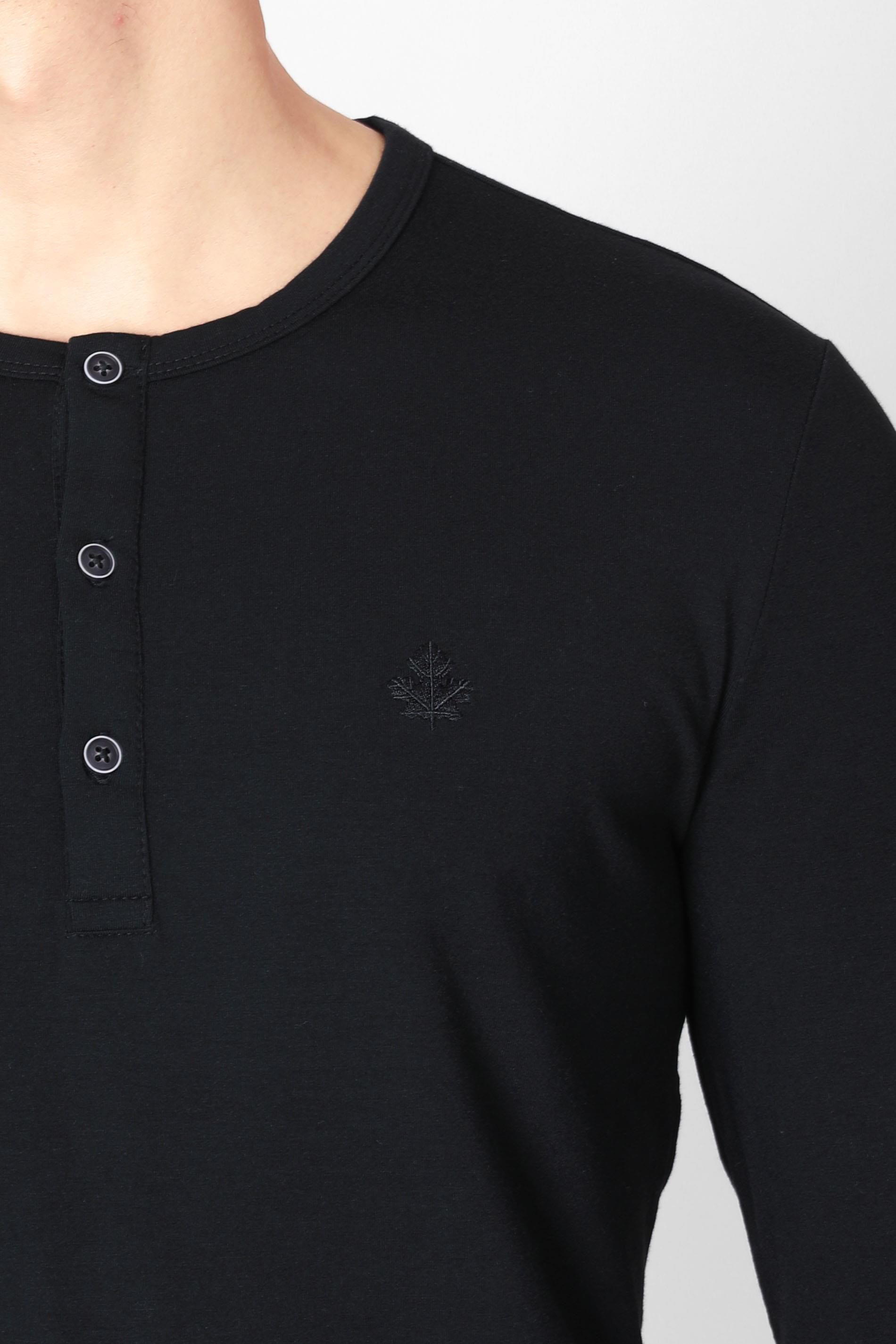 ADAM BOXES Düğmeli Bisiklet Yaka Uzun Kollu T-shirt NP-Collargo - Siyah