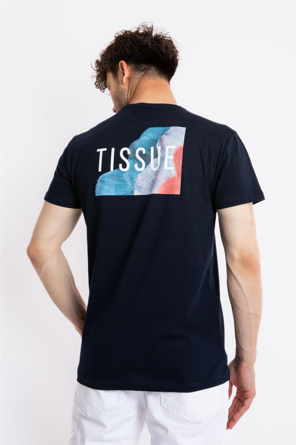 ADAM BOXES Baskılı O-Yaka T-shirt Tissue - Lacivert