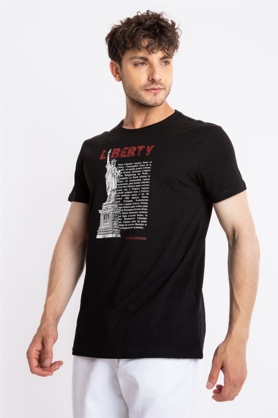 ADAM BOXES Baskılı O-Yaka T-shirt Libestatuas - Siyah
