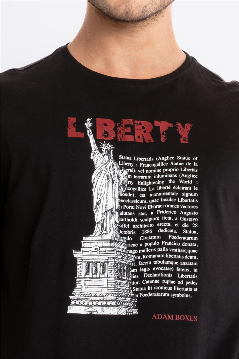 ADAM BOXES Baskılı O-Yaka T-shirt Libestatuas - Siyah