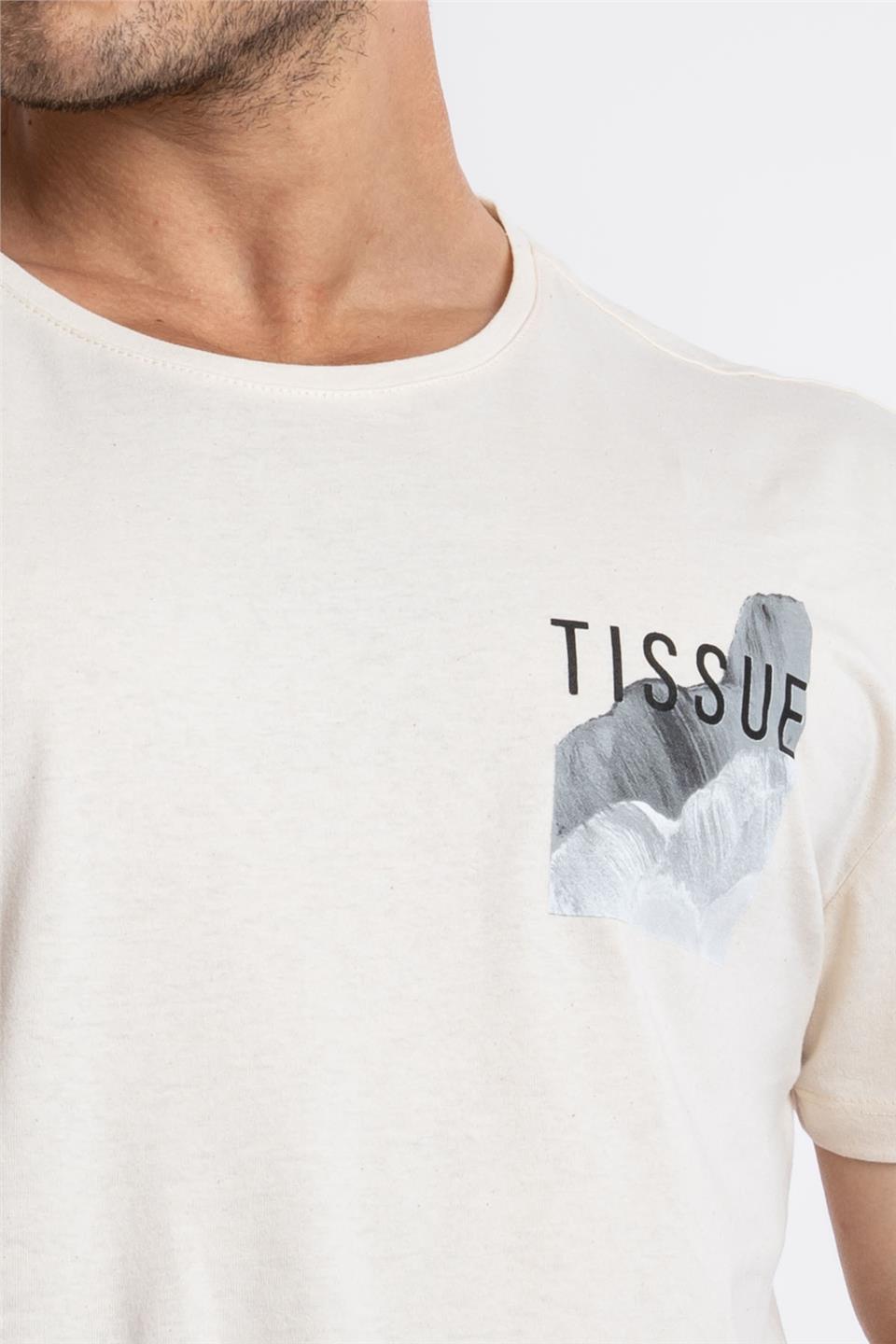 ADAM BOXES Baskılı O-Yaka T-shirt Tissue - Ham Pamuk (Siyah-Beyaz Baskı)