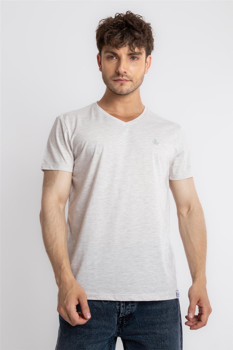 ADAM BOXES V-Yaka T-shirt Veralpes - Kahve Melanj