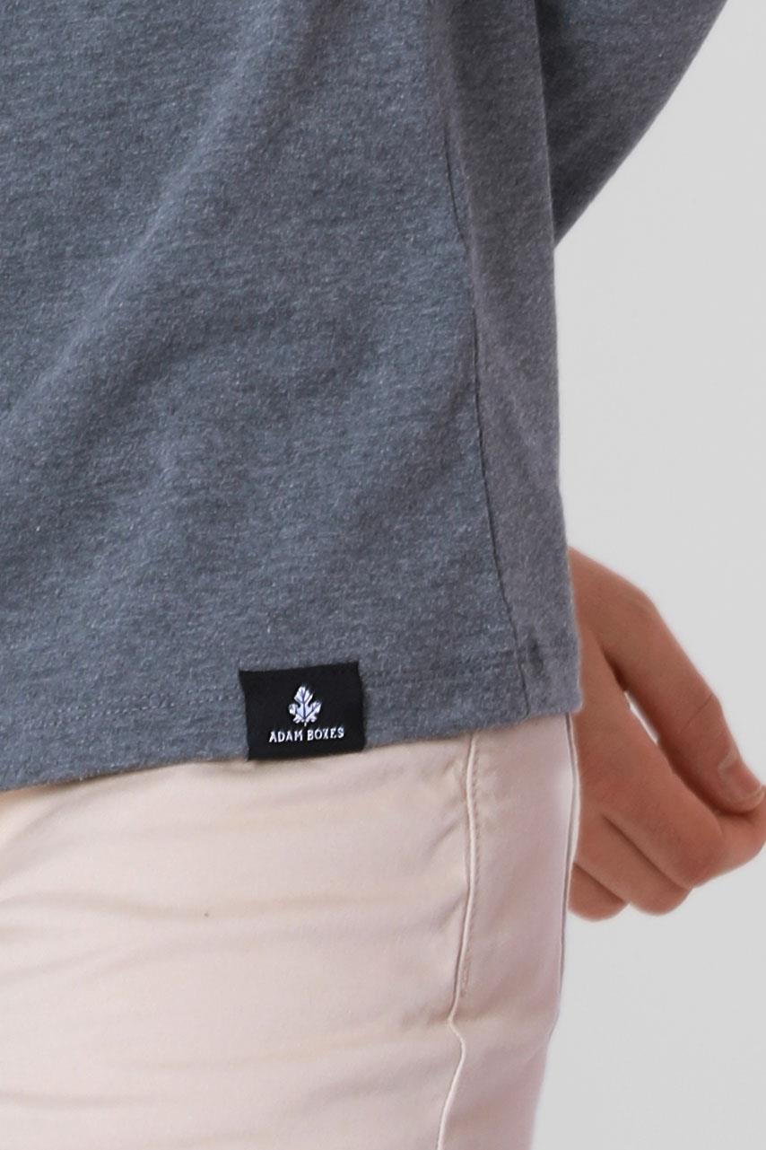 ADAM BOXES V Yaka Uzun Kollu T-shirt NP-Trelargo - Koyu Gri