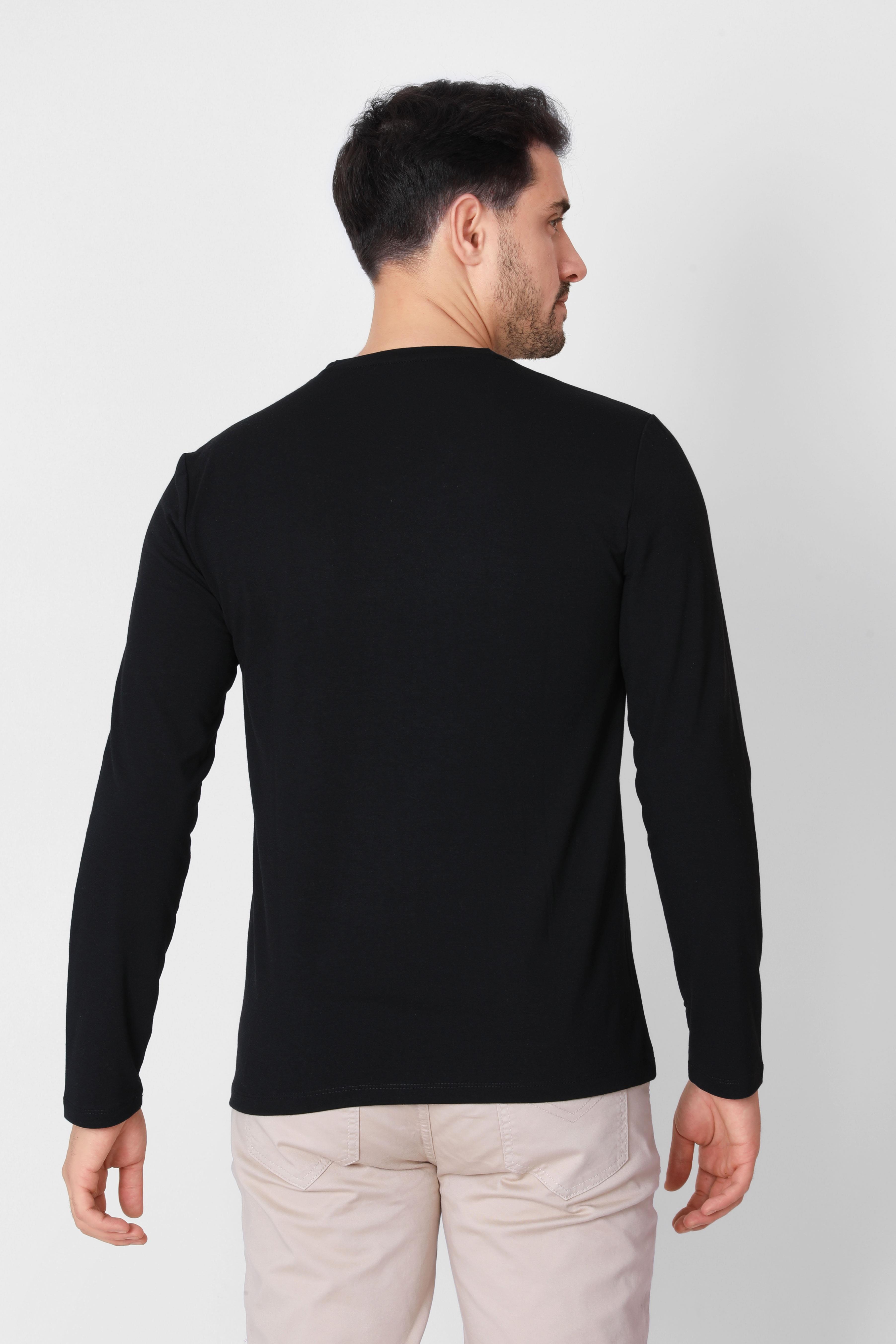 ADAM BOXES V Yaka Uzun Kollu T-shirt NP-Trelargo - Siyah