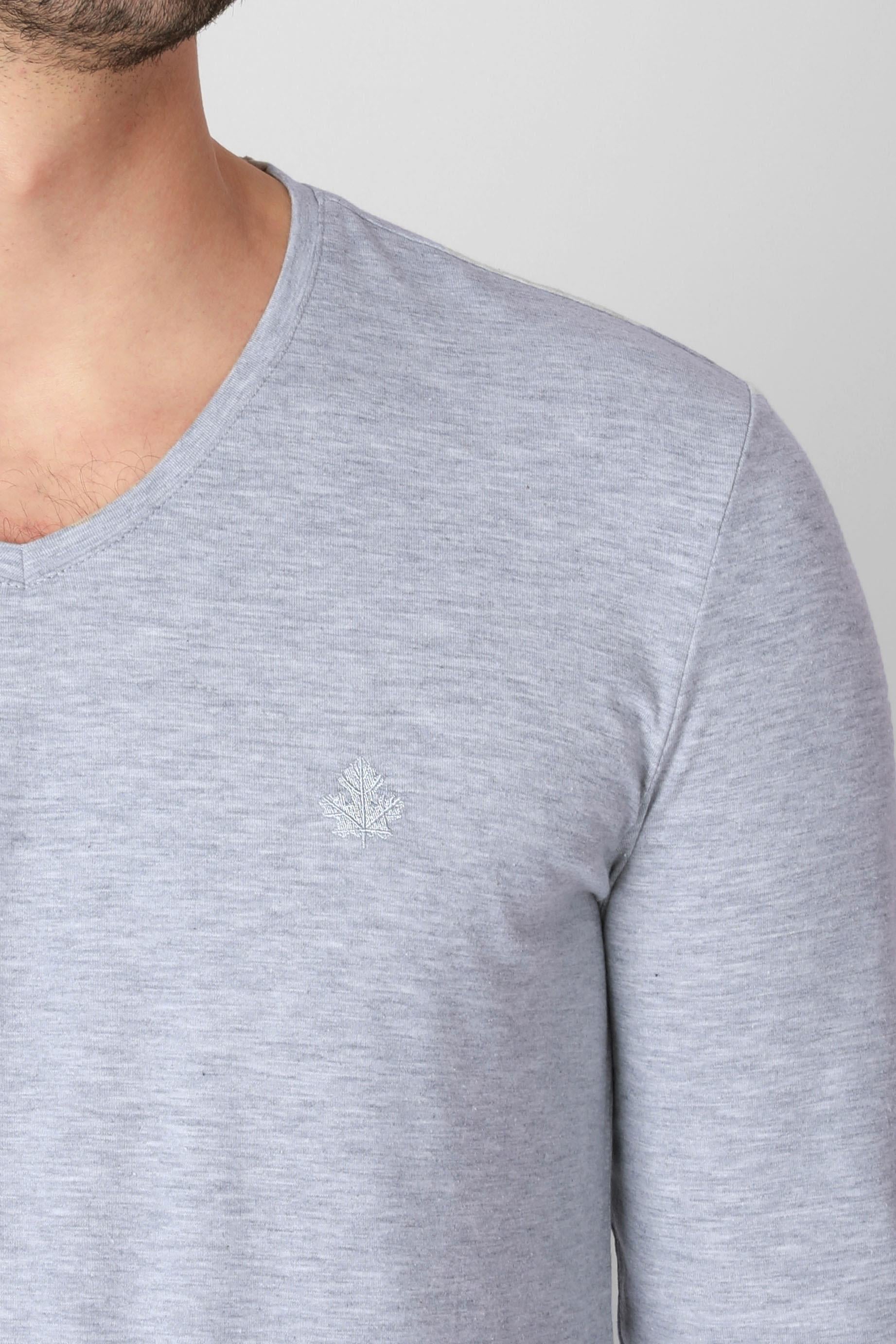 ADAM BOXES V Yaka Uzun Kollu T-shirt NP-Trelargo - Açık Gri