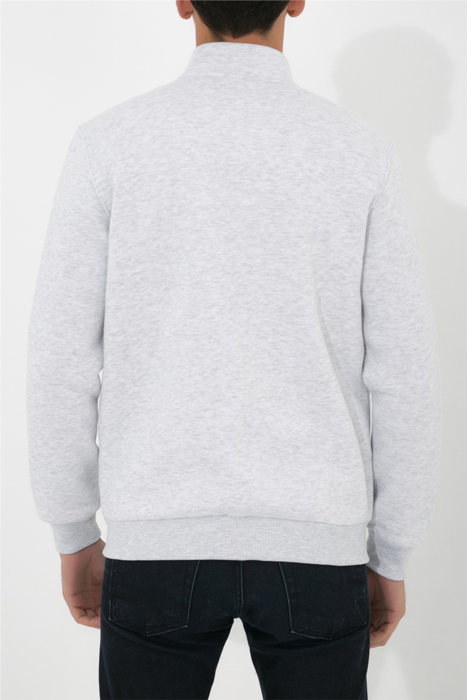 ADAM BOXES Dik Yaka Fermuarlı Sweatshirt N-Karianda - Açık Gri