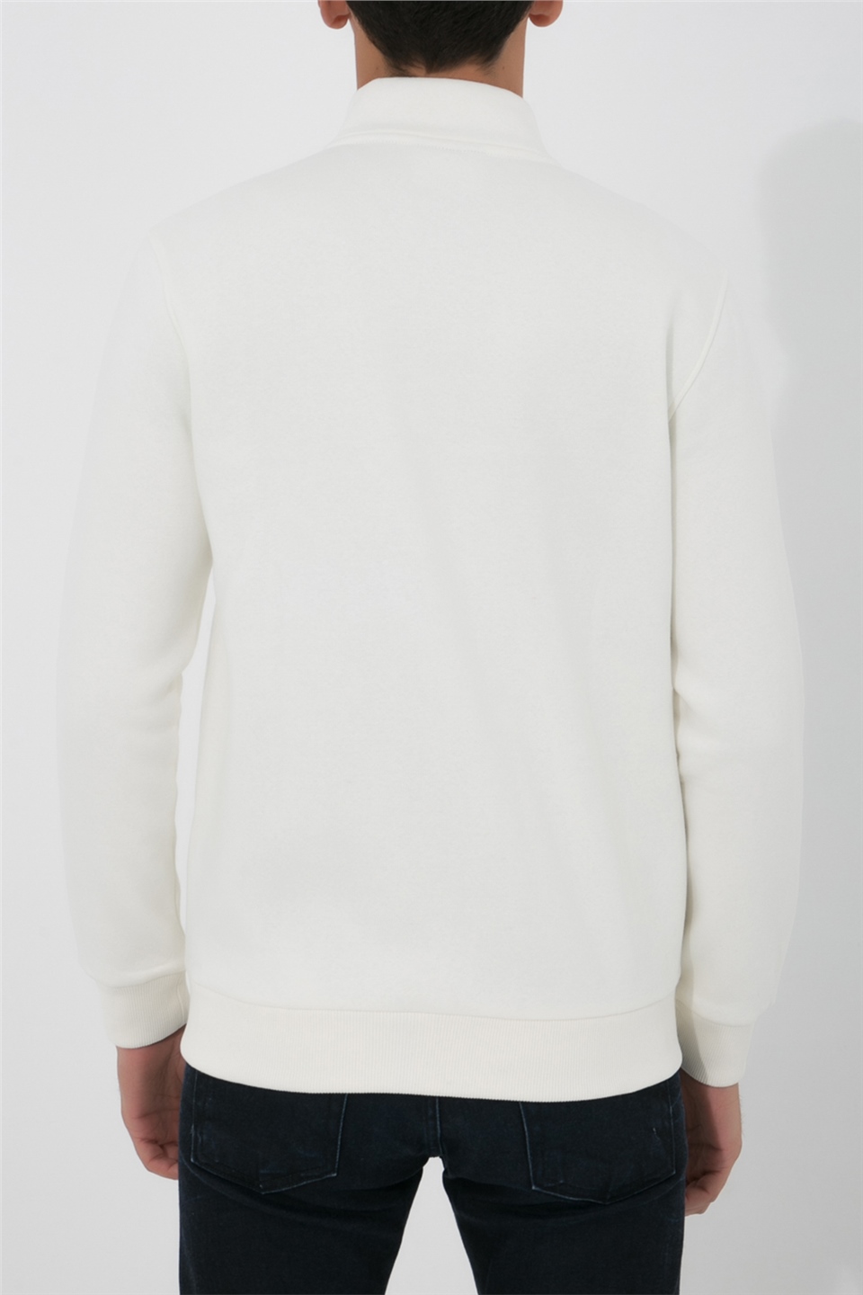 ADAM BOXES Dik Yaka Fermuarlı Sweatshirt N-Karianda - Ekru