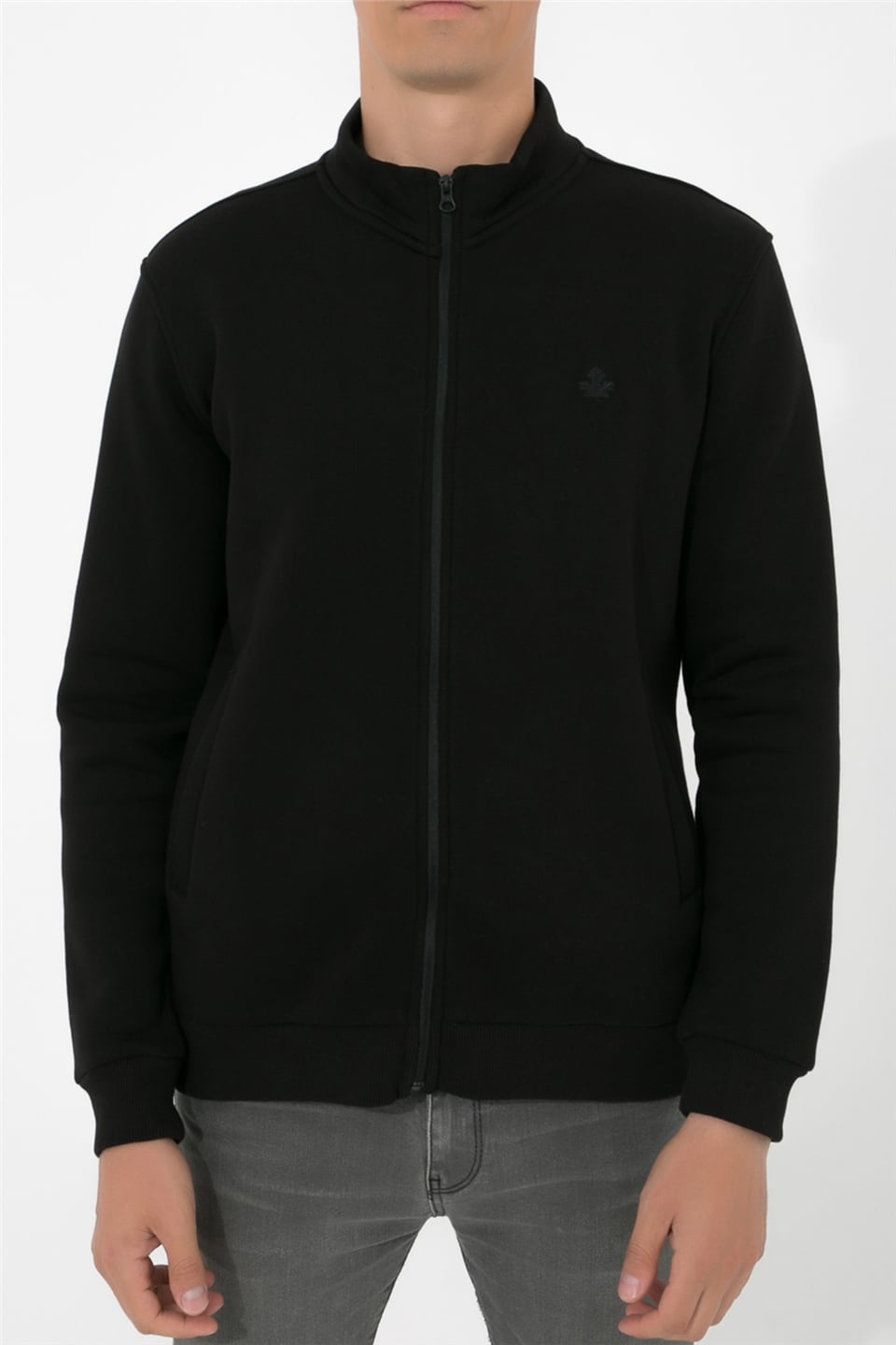 ADAM BOXES Dik Yaka Fermuarlı Sweatshirt N-Karianda - Siyah