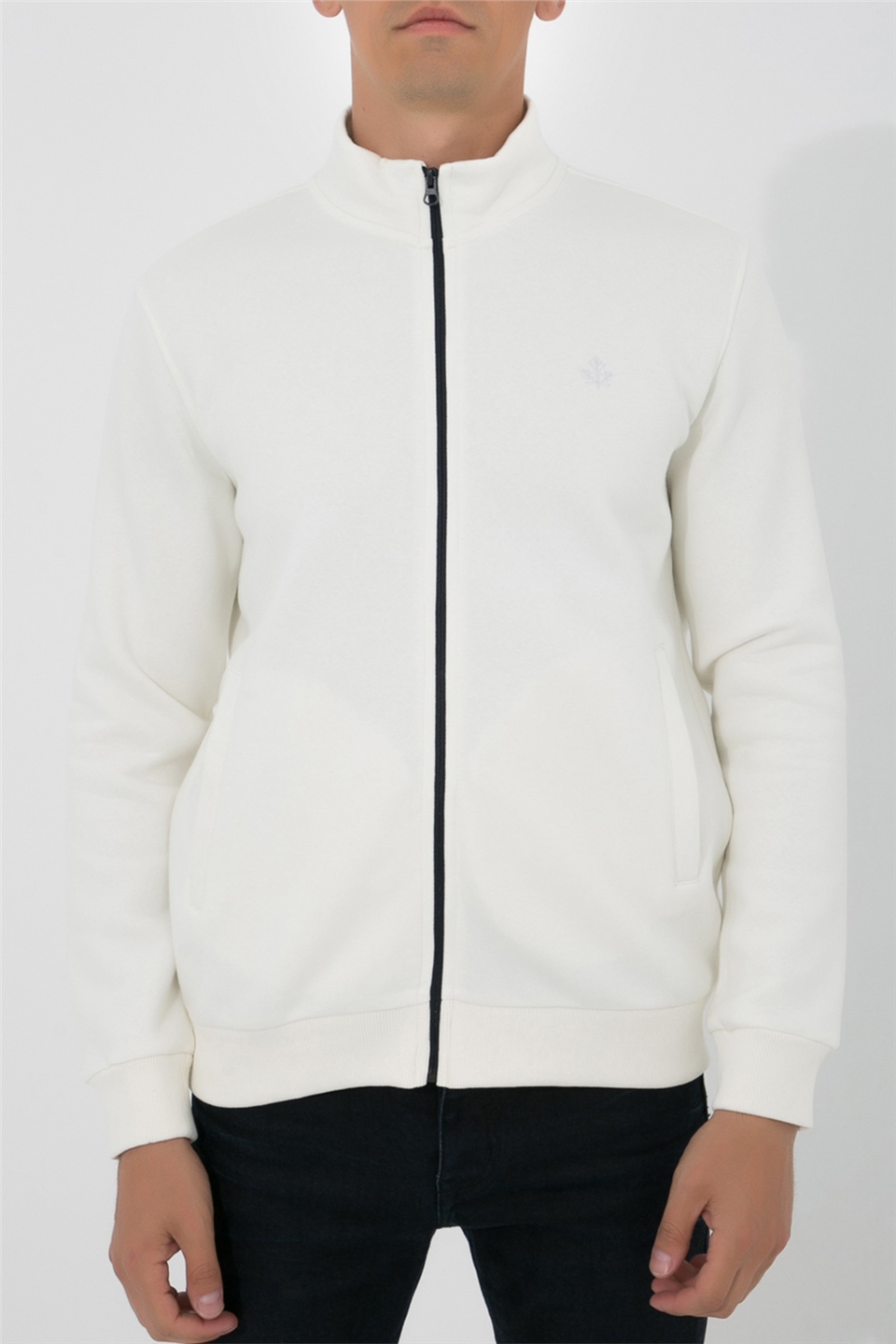 ADAM BOXES Dik Yaka Fermuarlı Sweatshirt N-Karianda - Ekru