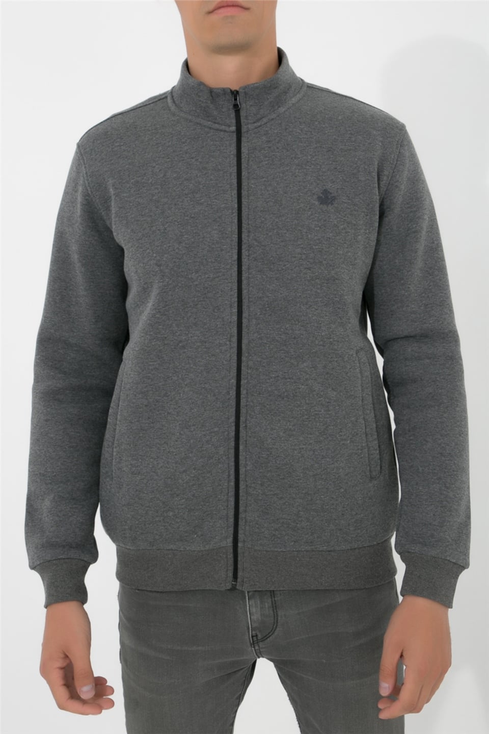 ADAM BOXES Dik Yaka Fermuarlı Sweatshirt N-Karianda - Antrasit