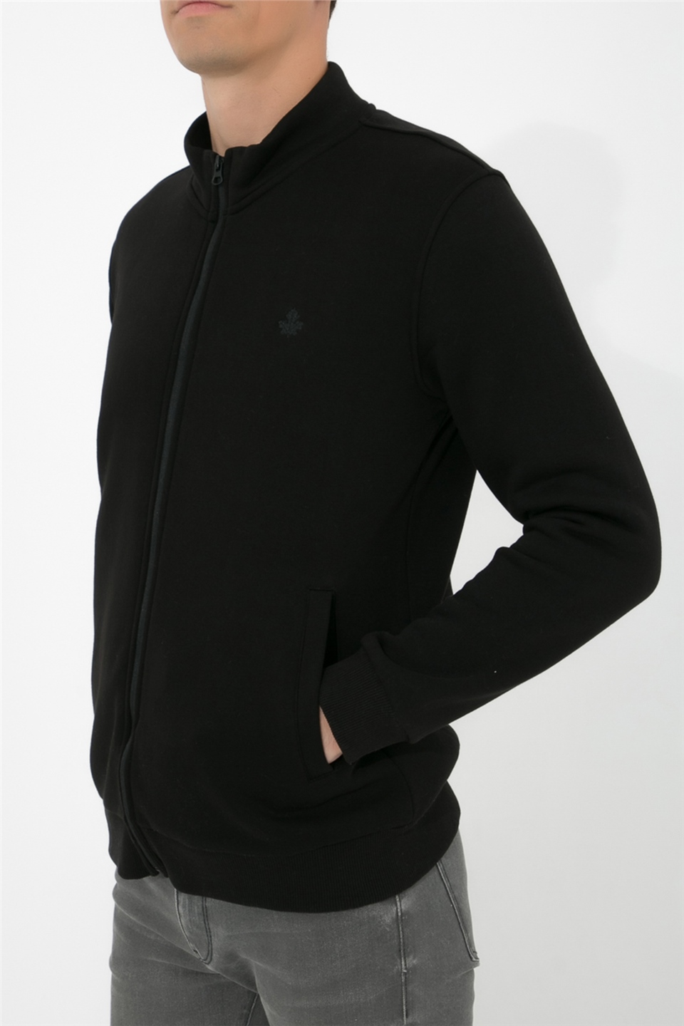 ADAM BOXES Dik Yaka Fermuarlı Sweatshirt N-Karianda - Siyah