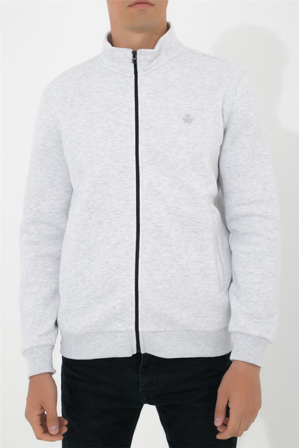 ADAM BOXES Dik Yaka Fermuarlı Sweatshirt N-Karianda - Açık Gri