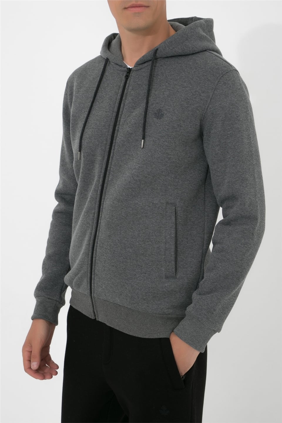 ADAM BOXES Fermuarlı Kapüşonlu Sweatshirt N-Halicarna - Antrasit