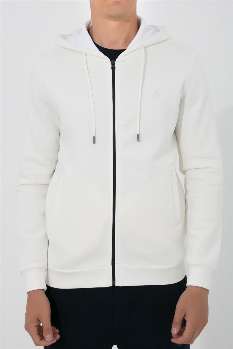 ADAM BOXES Fermuarlı Kapüşonlu Sweatshirt N-Halicarna - Ekru